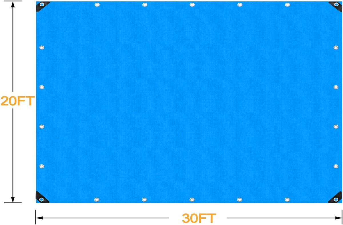 Blue Heavy Duty Waterproof 16 Mil Thick Tarpaulin with Metal Grommets 20x30 G6237
