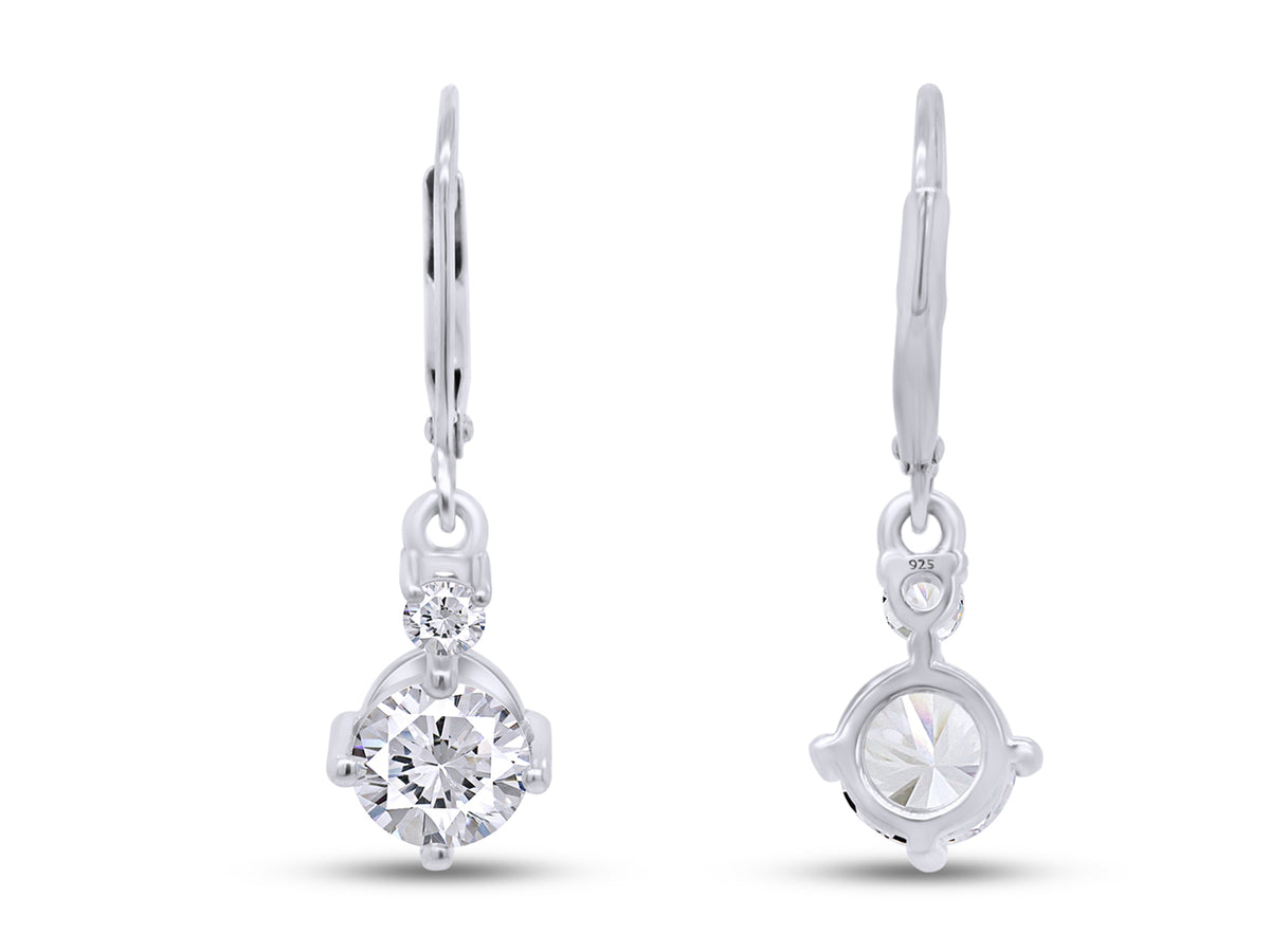 14K White Gold Over Sterling Silver Moissanite Dangle Drop Earrings B344555