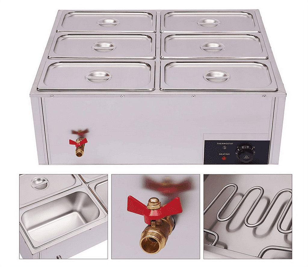 6-Pan with 6 Covers Commercial Food Warmer 7L 850W F6093