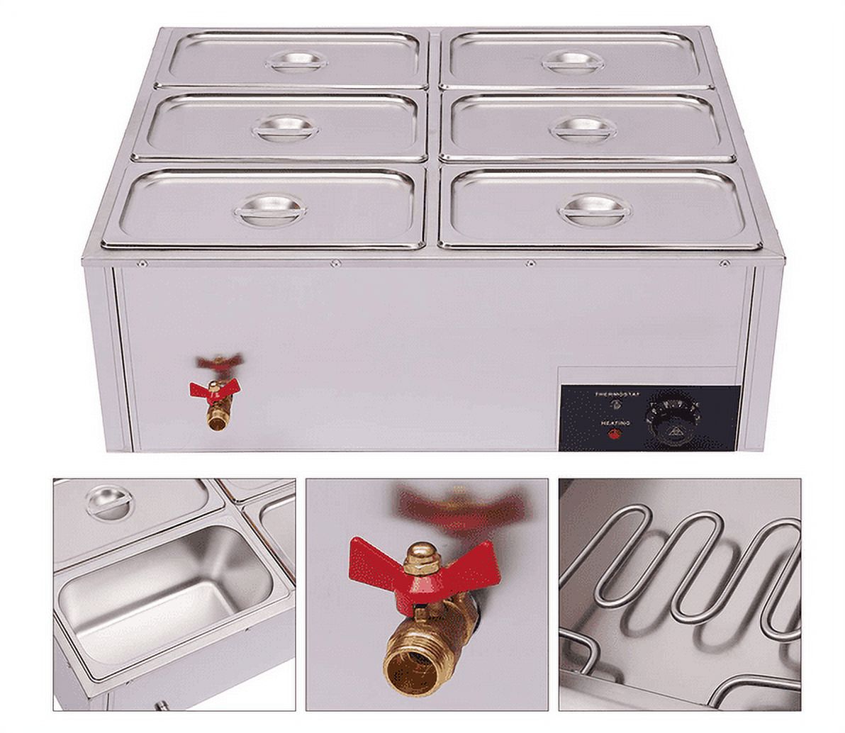 6-Pan with 6 Covers Commercial Food Warmer 7L 850W F6093
