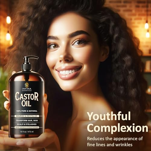 16 fl oz Cold Pressed Castor Oil in Glass Bottle E80067