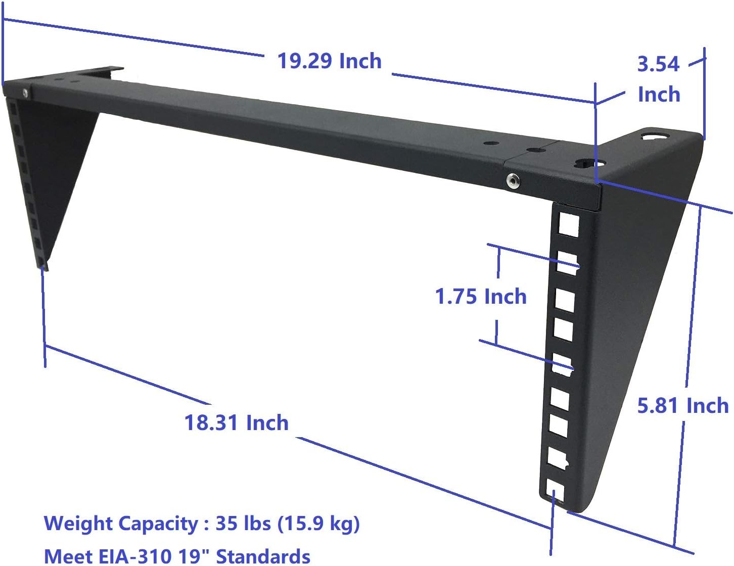 2 Pack 1U Light-Loading Foldable 19 Inches Cold Rolled Steel Vertical Wall Mount Rack Including Hardware P610