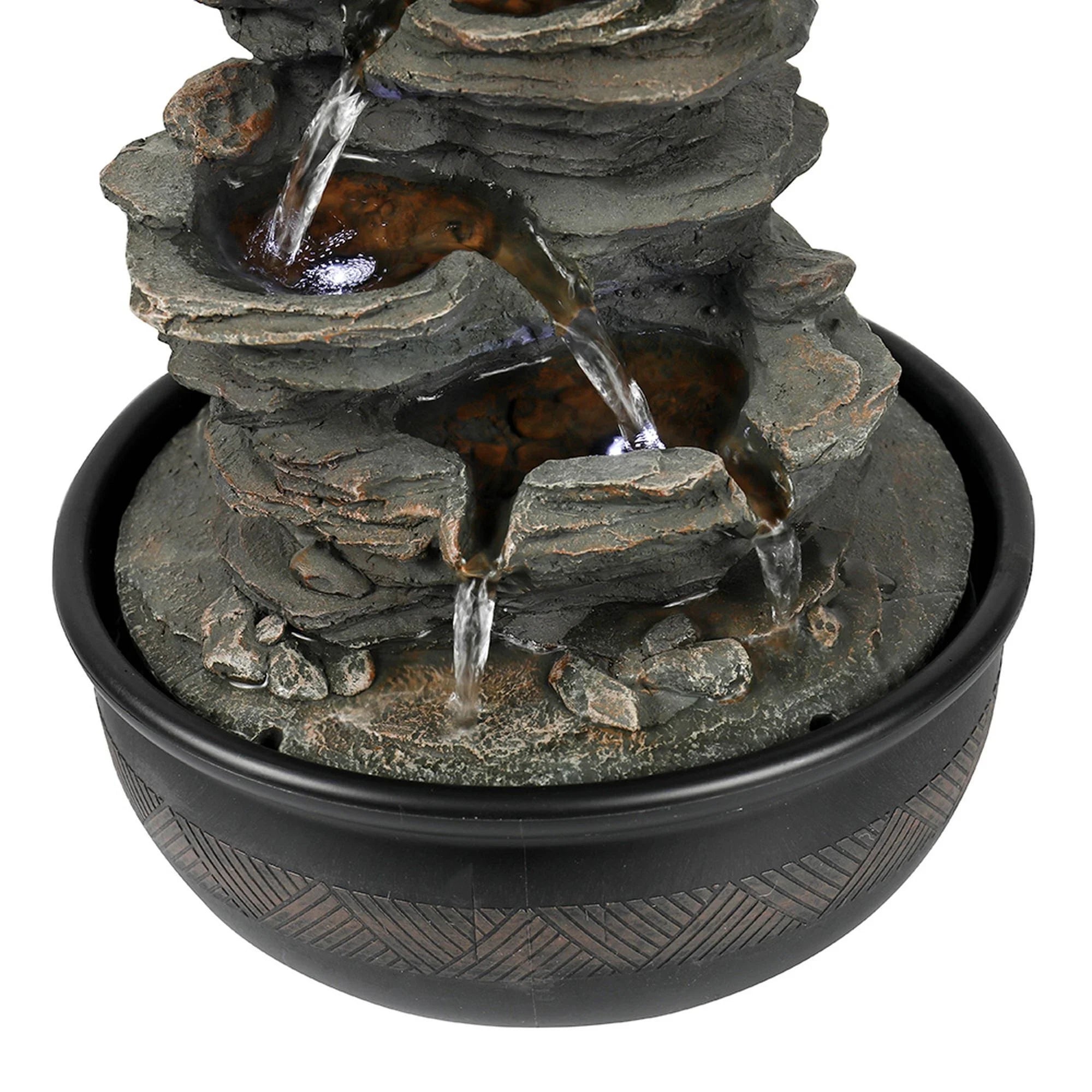 Tabletop Water Fountain with LED Light, Indoor Rock Resin Fountain I961