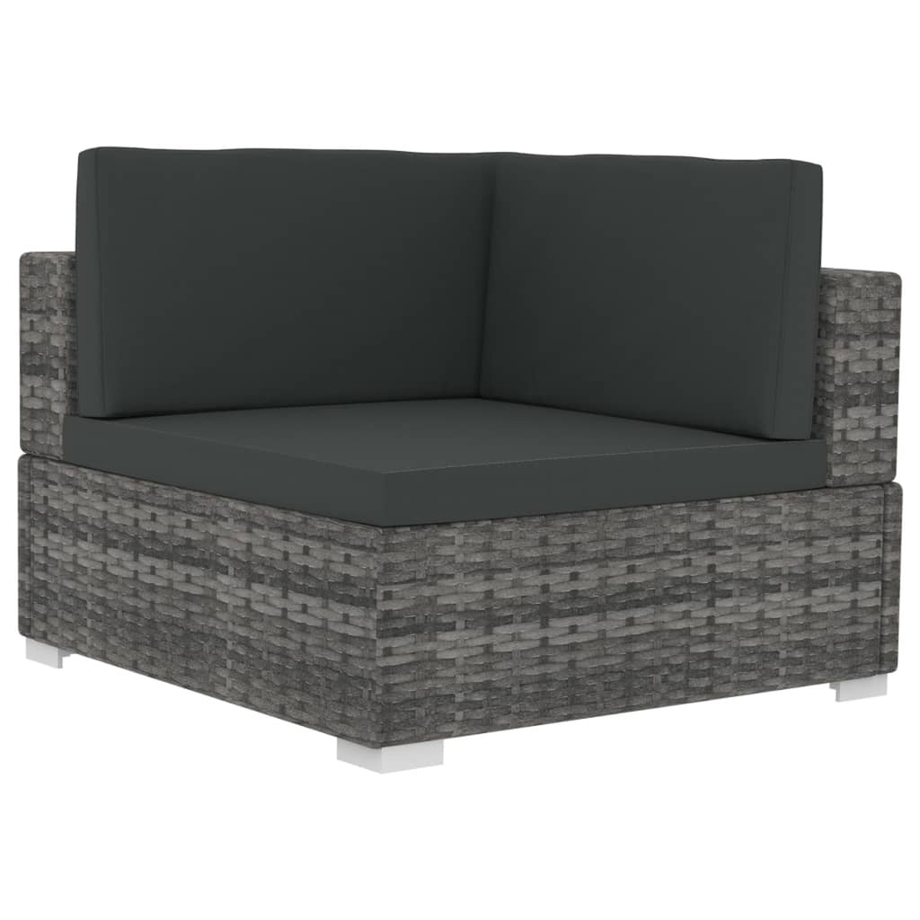 Gray Poly Rattan Patio Sofa Set with Cushions L5616