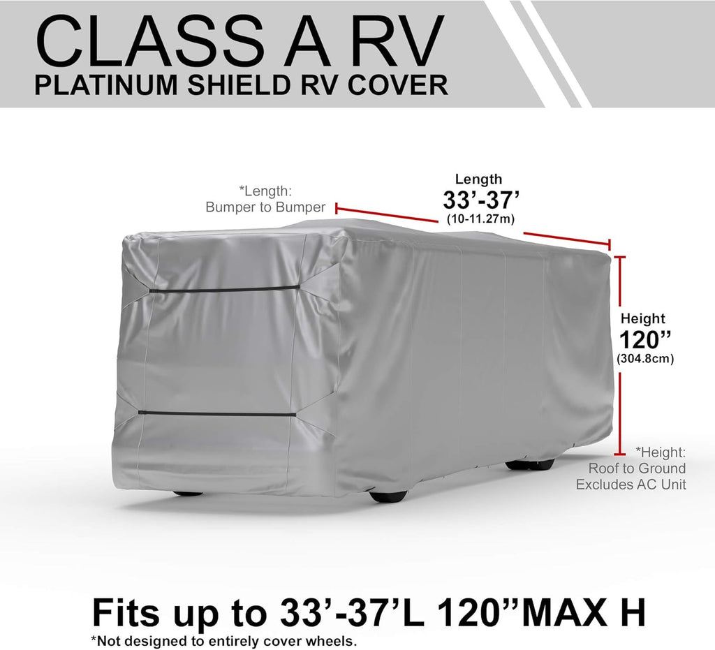Weatherproof RV Cover for Class A RV 37' - 40' Long with Fleece Lining, Cable Lock, Storage Bag & Wind Straps N9780