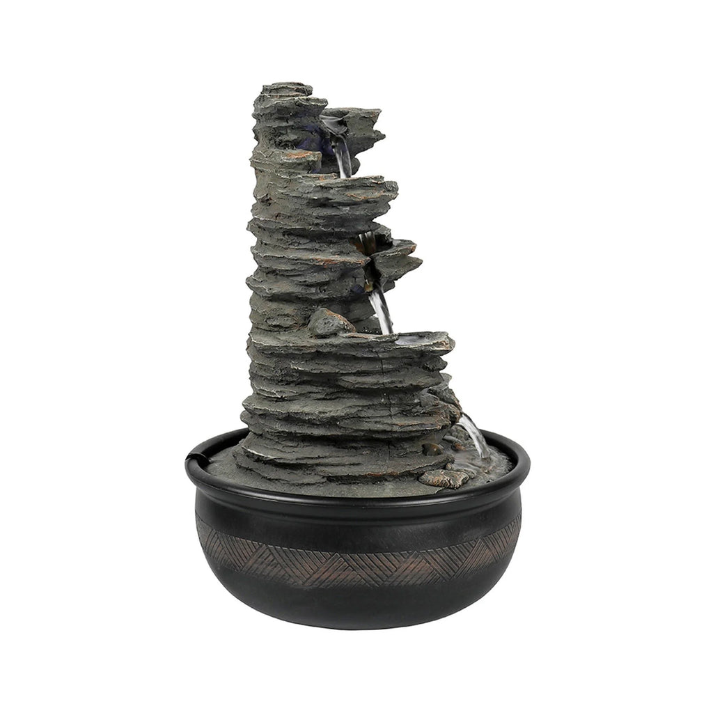 Tabletop Water Fountain with LED Light, Indoor Rock Resin Fountain I961