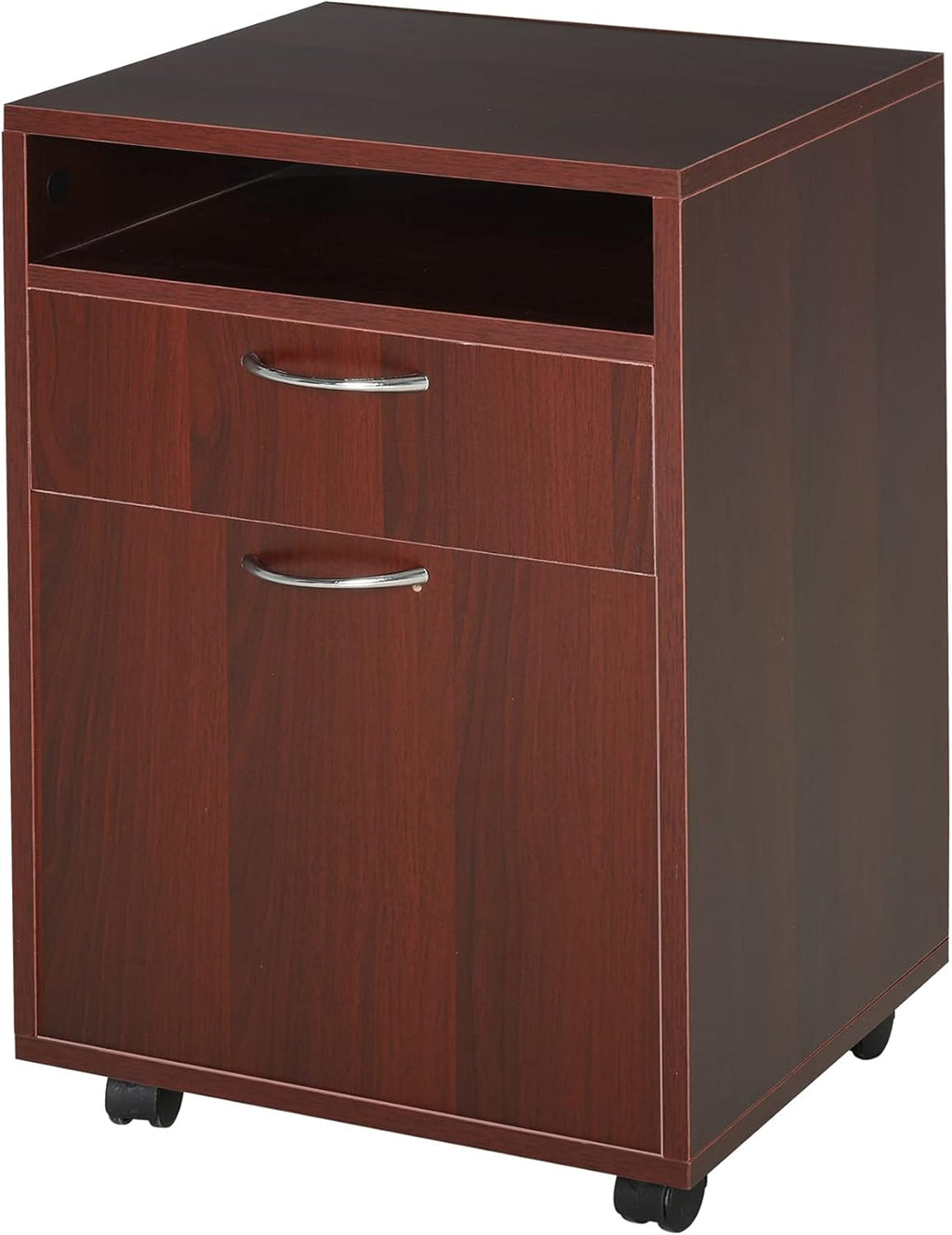 Brown Mobile File Cabinet with Lockable Drawer K133