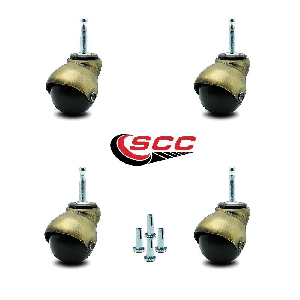 Flat Black 2 Inch Swivel Ball Casters with Top Plate Set of 4 O4369