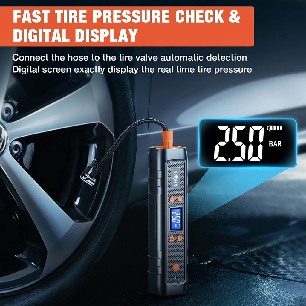 Tire Inflator Portable Air Compressor, 150PSI Cordless Tire Pump with 6000 mAh Rechargeable Lithium Battery, Pack of 2 W738627