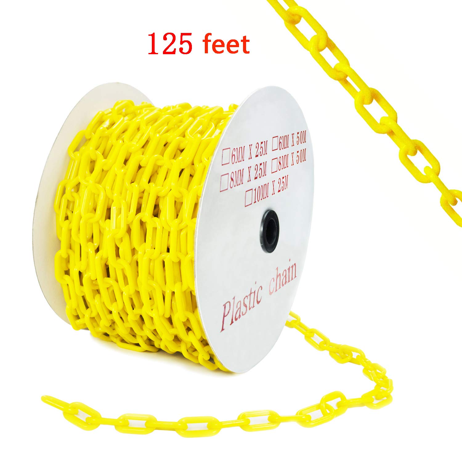 Yellow Plastic Safety Barrier Chain with 12 S-Hooks, 2 Chain Connector, Pack of 2 T657034