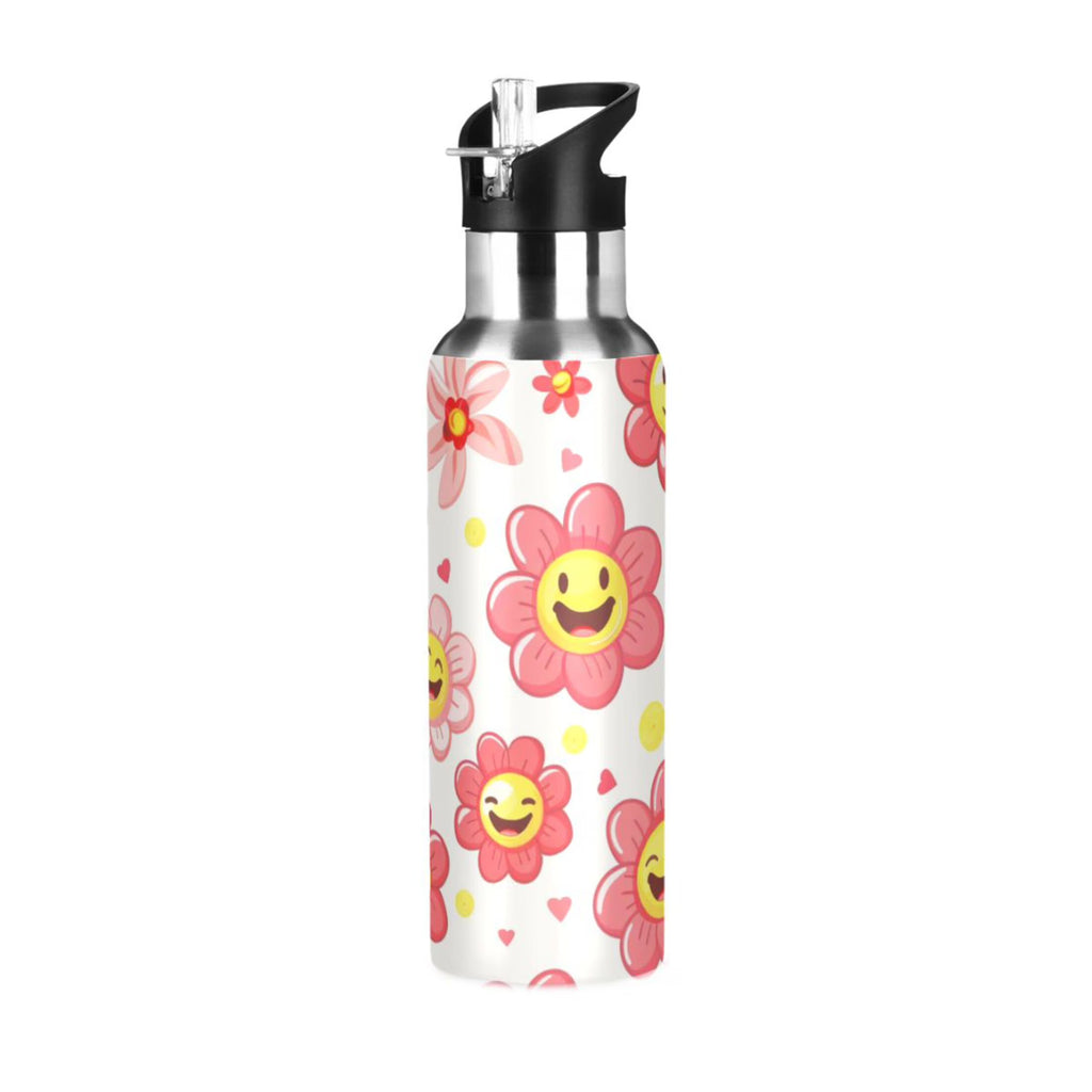 Pink Insulated Stainless Steel Water Bottle with Straw Lid 20 oz N8896
