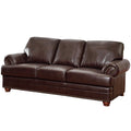 Brown Faux Leather Sofa with Rolled Arms V141224