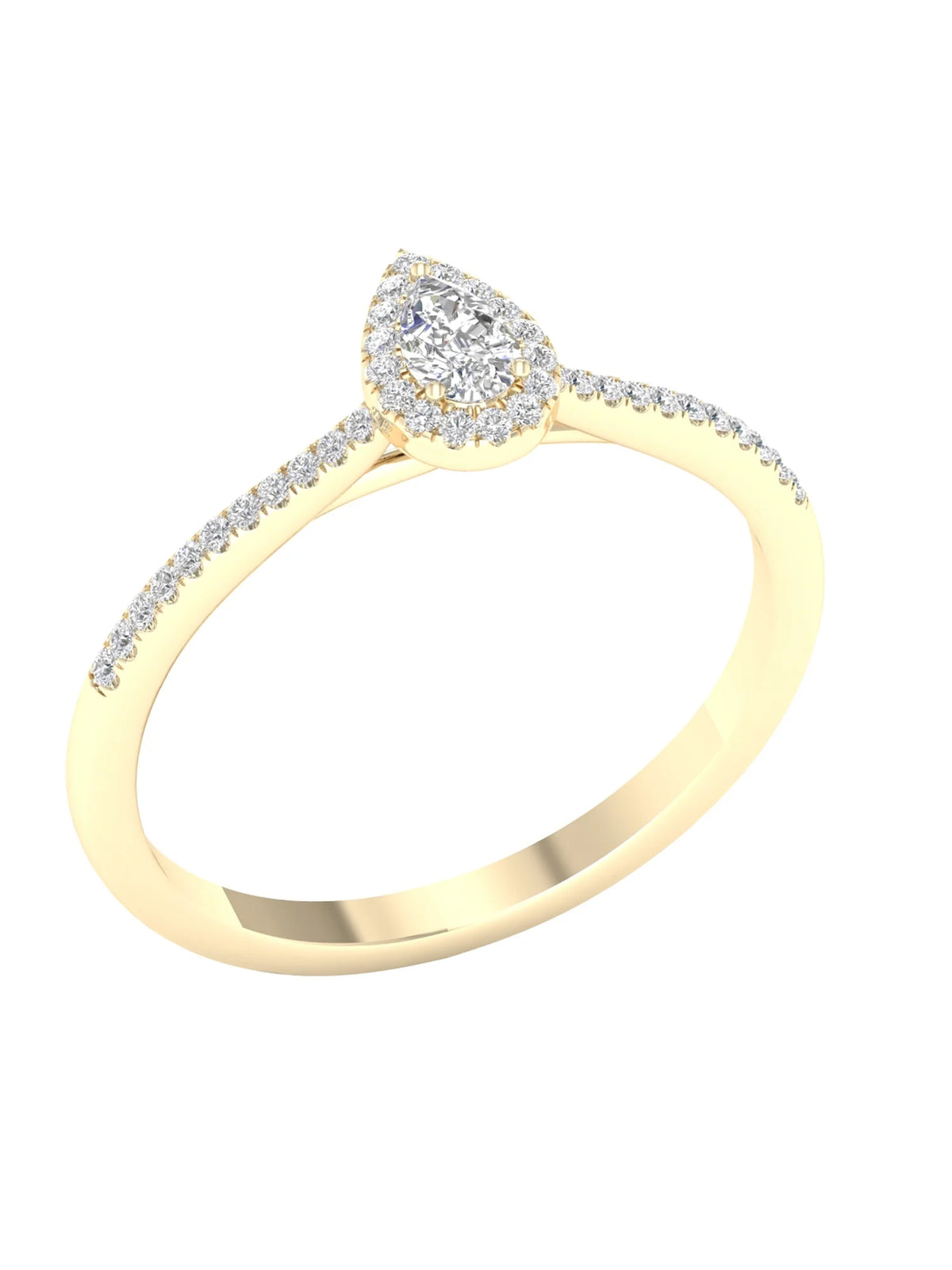 Pear Diamond Halo Engagement Ring in 10K Yellow Gold D223929