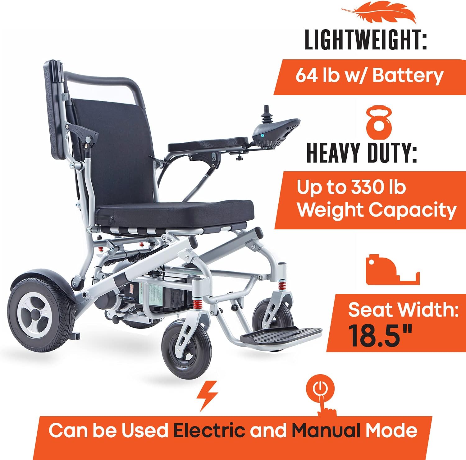 Foldable Electric Power Wheelchair with 20AH Battery Capacity E543961