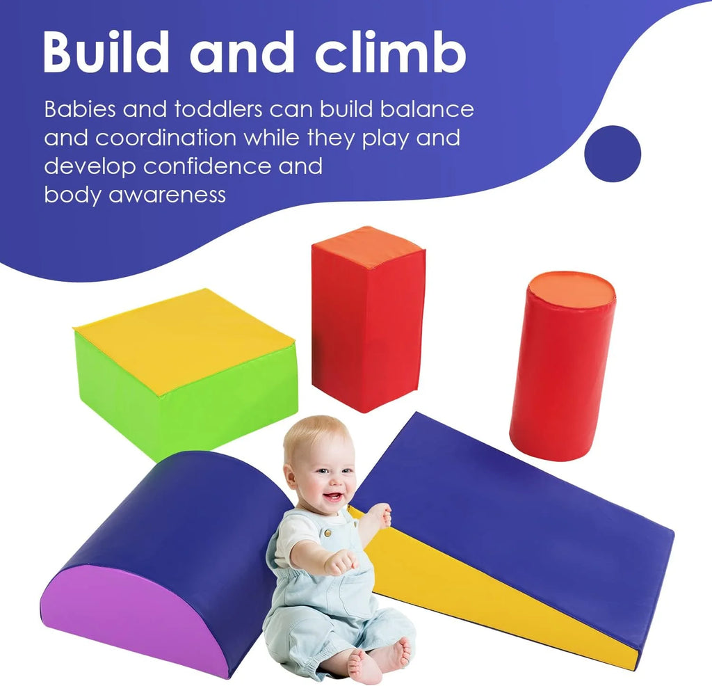 5-Piece Set Kids Foam Climbing Blocks Indoor Play Equipment V230235