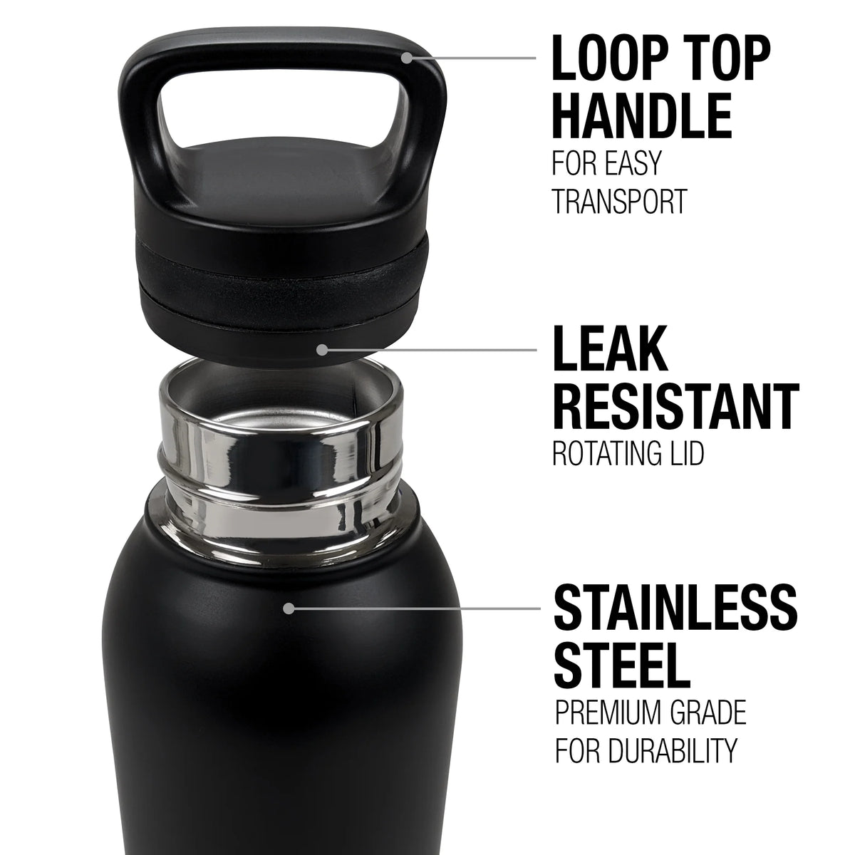 Black Vacuum Insulated Stainless Steel Water Bottle R819730