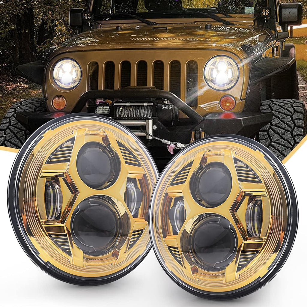 7 Inch Red Round LED Headlights X194167