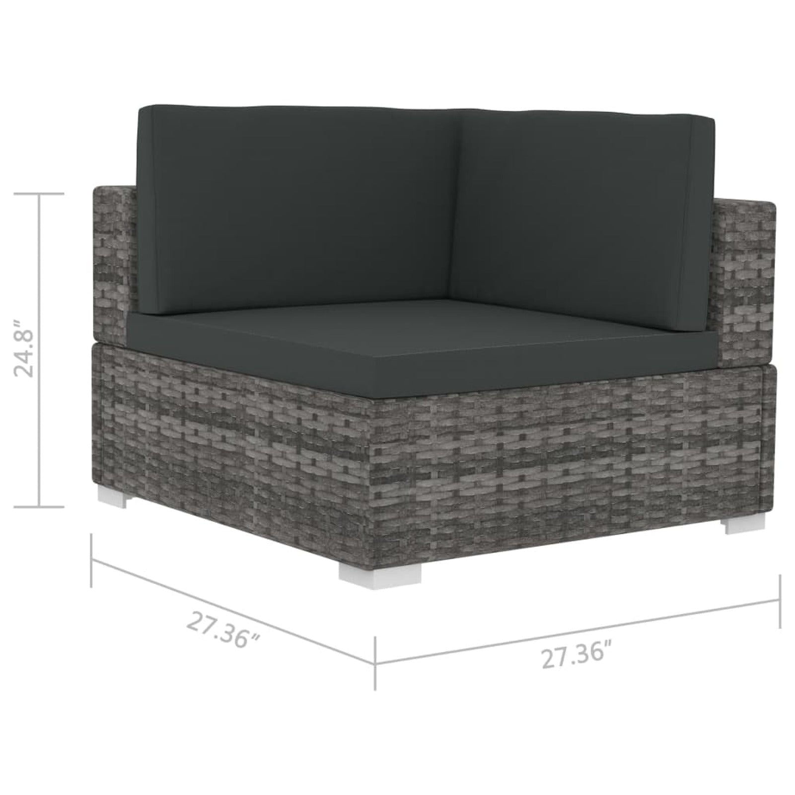 Gray Poly Rattan Patio Sofa Set with Cushions L5616