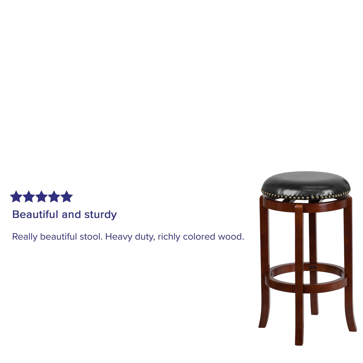 Light Cherry High Backless Wood Barstool with Swivel Seat Y1624