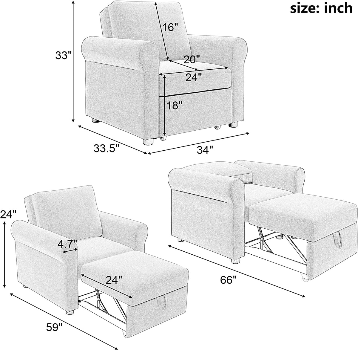 Teal 3-In-1 Single Sofa Bed W9185
