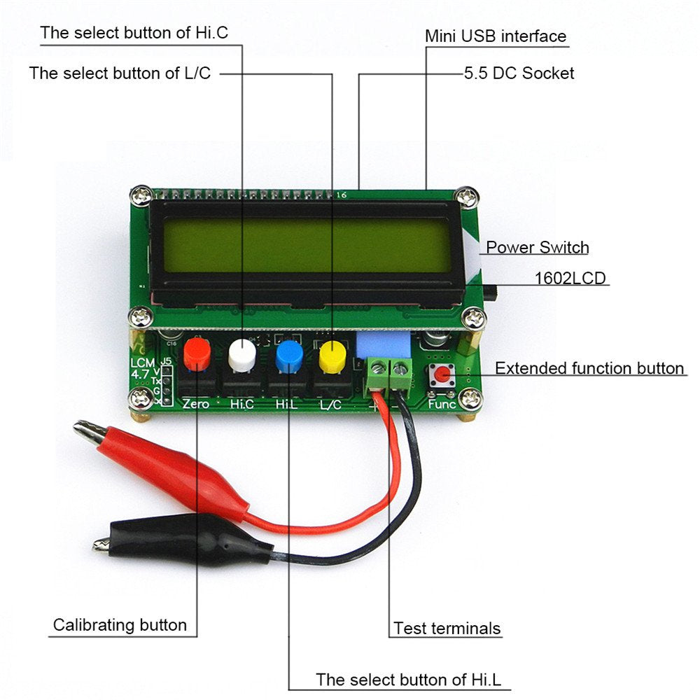 High Precision L/C Meter Digital Capacitor Tester with USB Data Cable Pack of 2 T220304