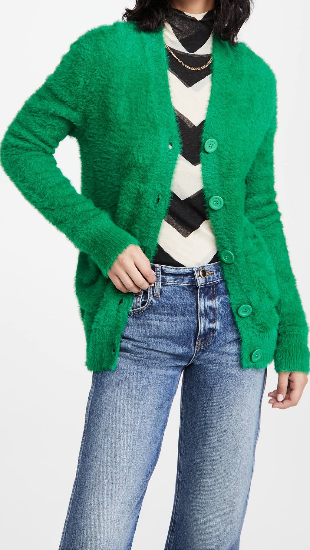 Green Fuzzy Cardigan S746