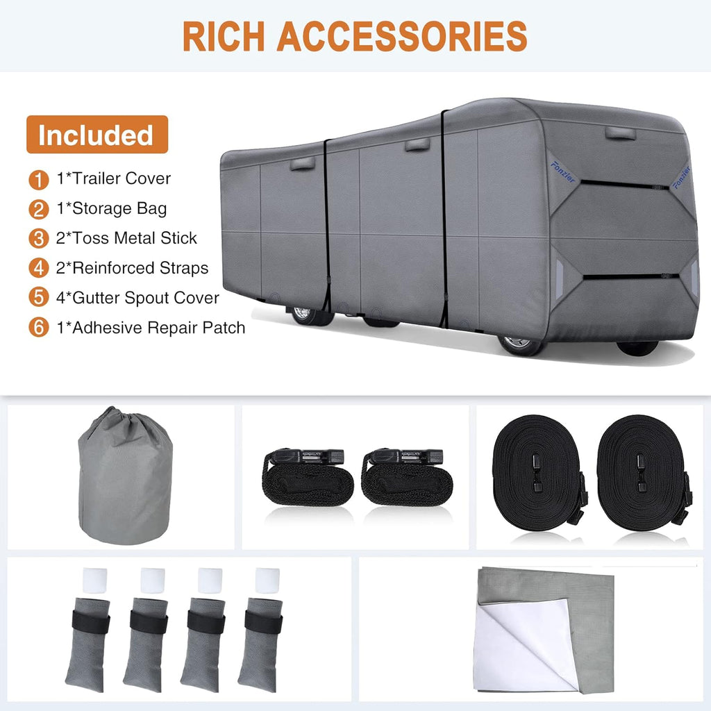 RV Cover Heavy Duty Camper Cover for 31’-34’ Motorhome Anti-UV Rip-Stop Breathable T460