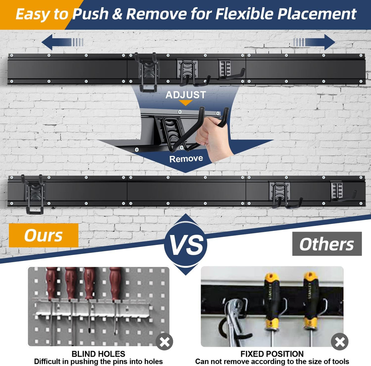 Heavy Duty Steel Wall Mount Tool Storage Rack, Pack of 2 J860804