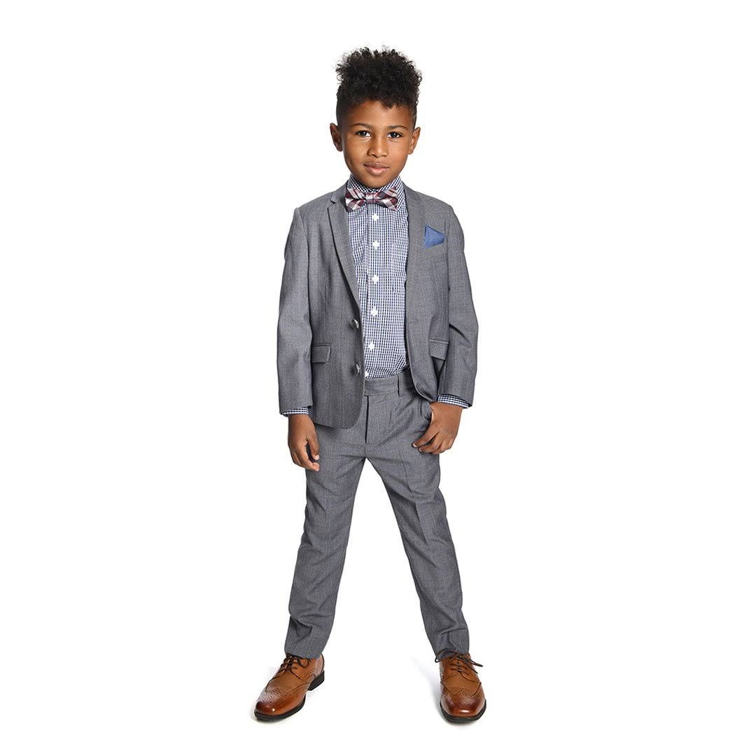 Grey/Blue Yonder Check Two-Piece Boy's Suit K367683