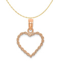 14K Rose Gold 3D Polished Rope Heart Pendant With 10K Yellow Gold Lightweight Rope Chain 16" G84739