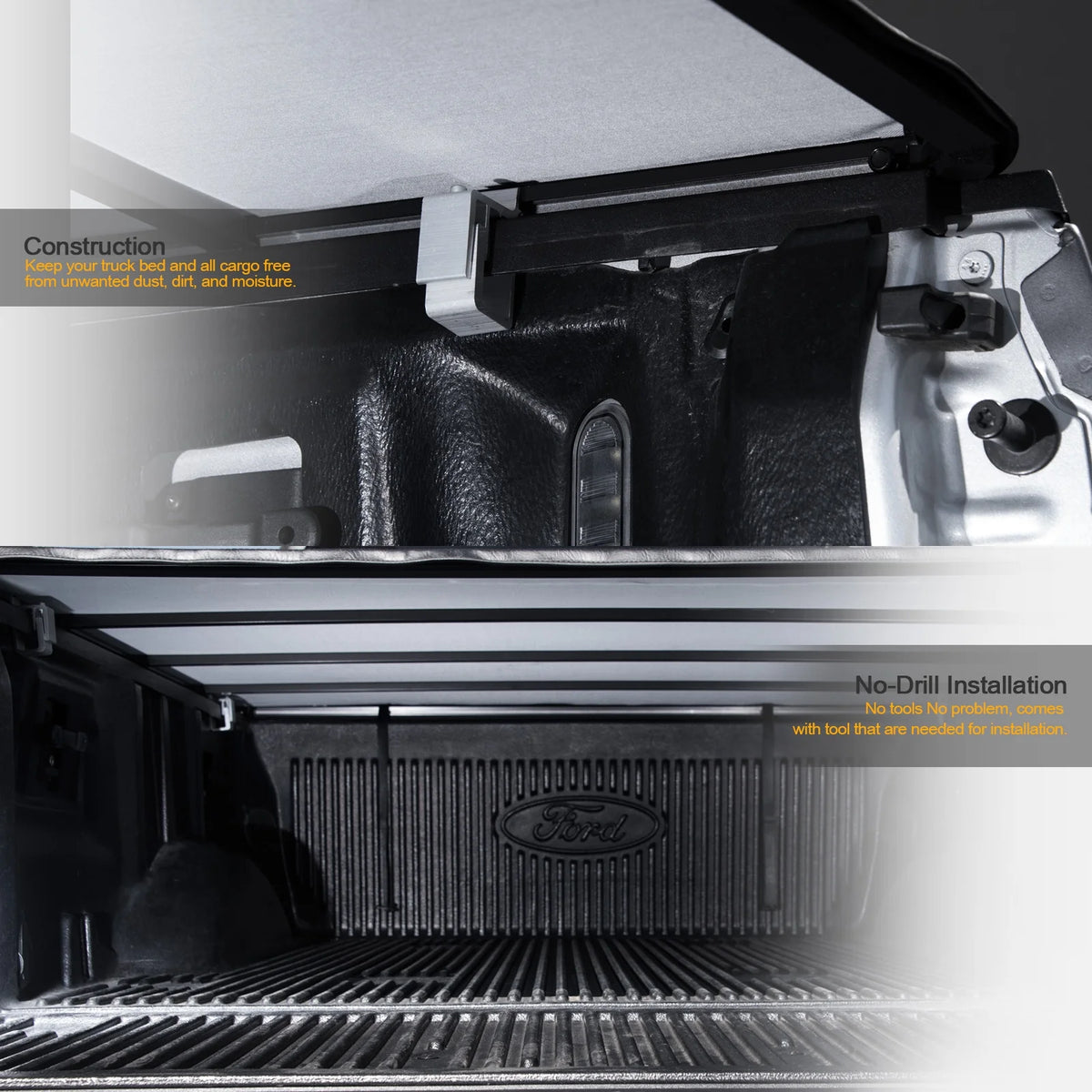 Black Hidden Snap Tonneau Cover for 6.5 Feet Bed H5086