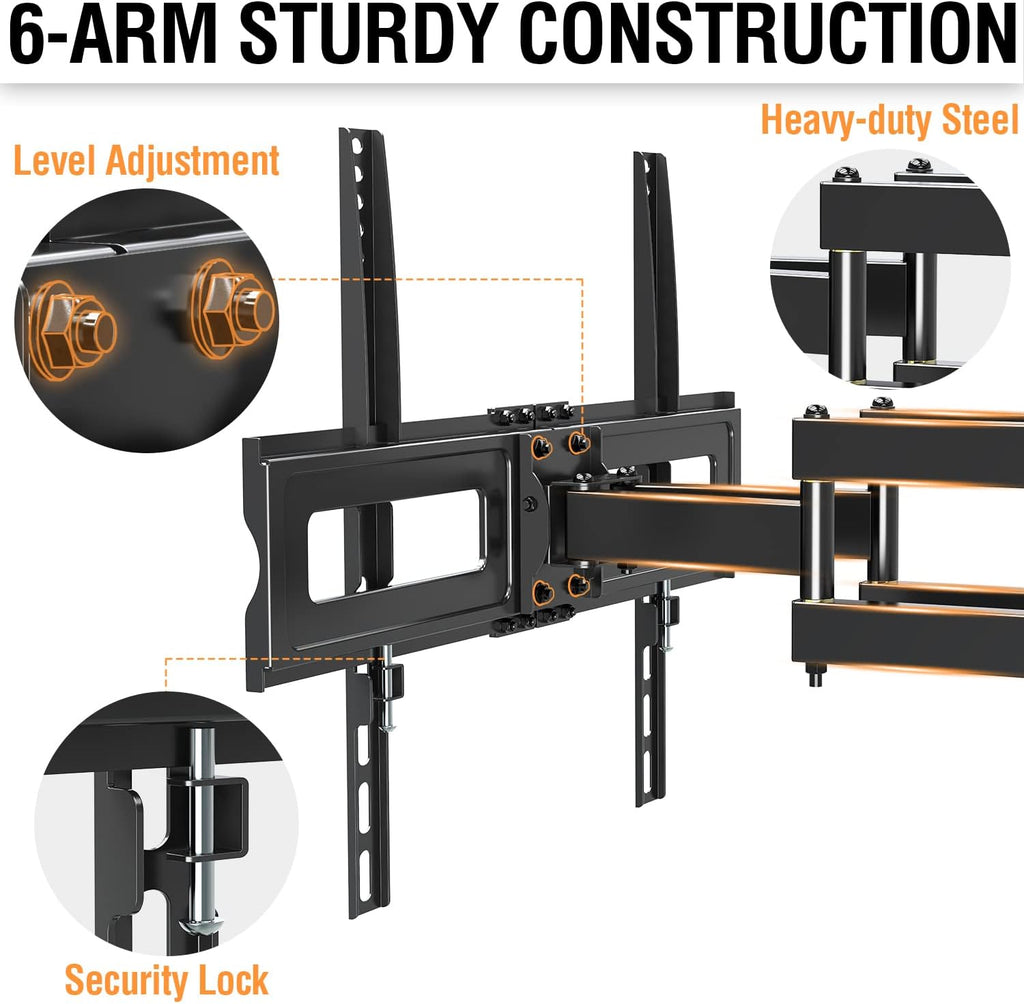 TV Wall Mount for 37-75 Inch Flat Screen TVs, Swivel and Tilt Full Motion, Max VESA 600x400mm, 99 lbs, Pack of 2 B8495