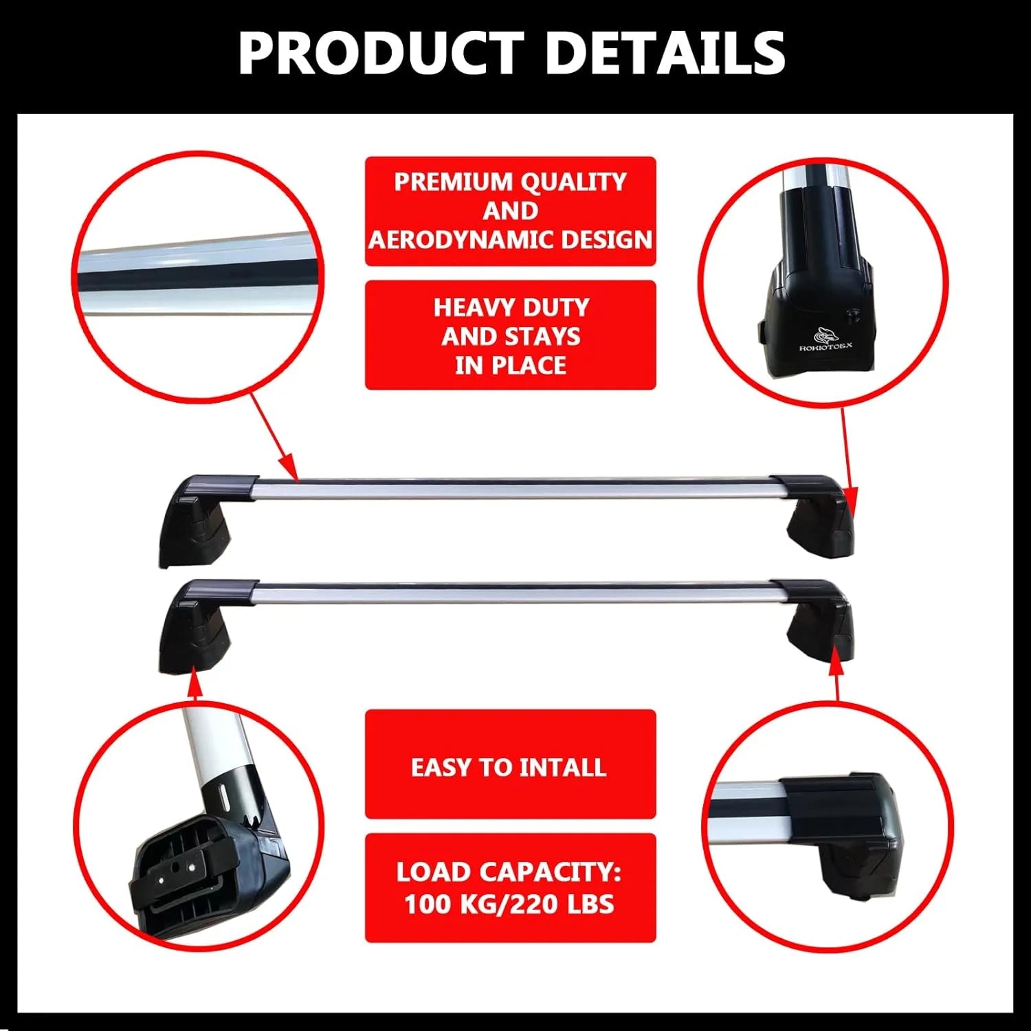 Silver Lockable Roof Rack Crossbars Y651208
