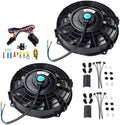 7" 12V Electric Radiator Cooling Fan with 3/8" Probe Thermostat Switch Kit Black (pack of 2) J753