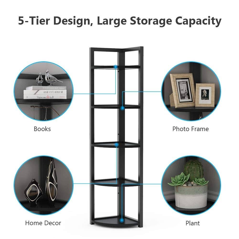 Black/Espresso 5 Tier Corner Bookshelf H37114