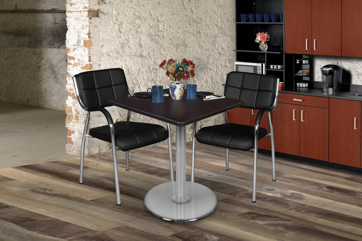 Cherry/Chrome Square Platter Base Table W20941