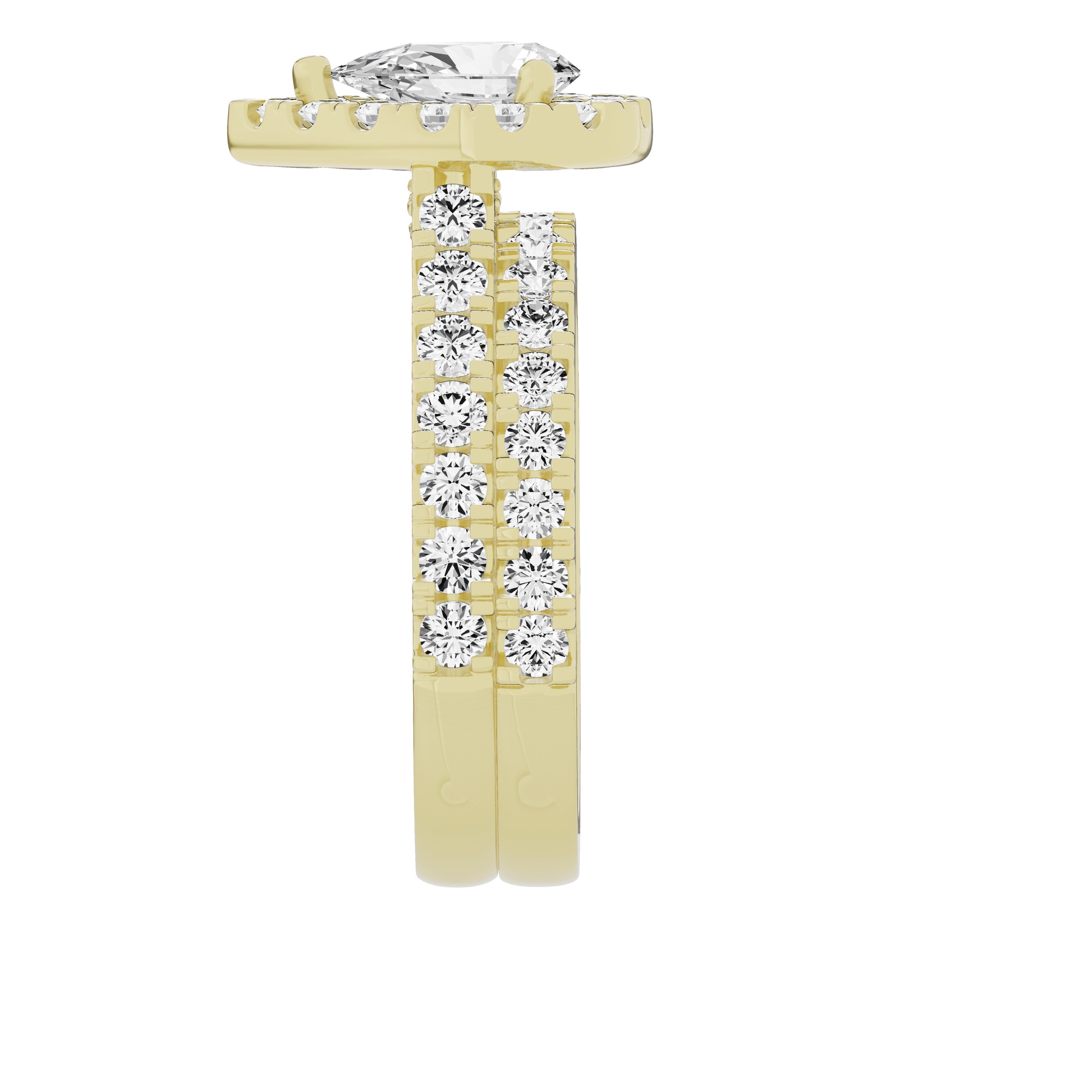 14K Yellow Gold Pear Solitaire Bridal Set E6282