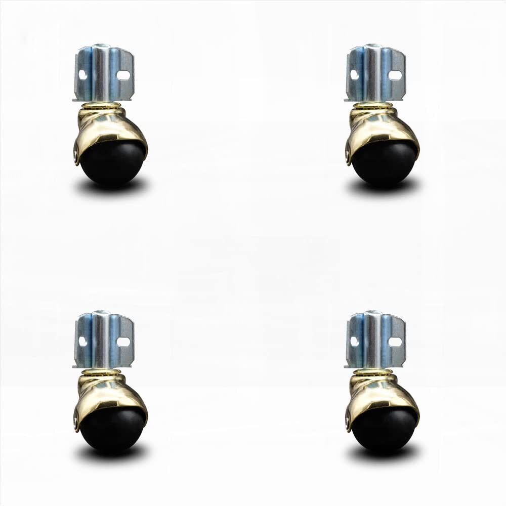 Flat Black 2 Inch Swivel Ball Casters with Top Plate Set of 4 O4369