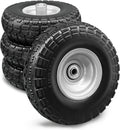 4 Pcs 10 Flat Free Tires Solid Non-inflated Tires Wheels with 5/8 Ball Bearings H333