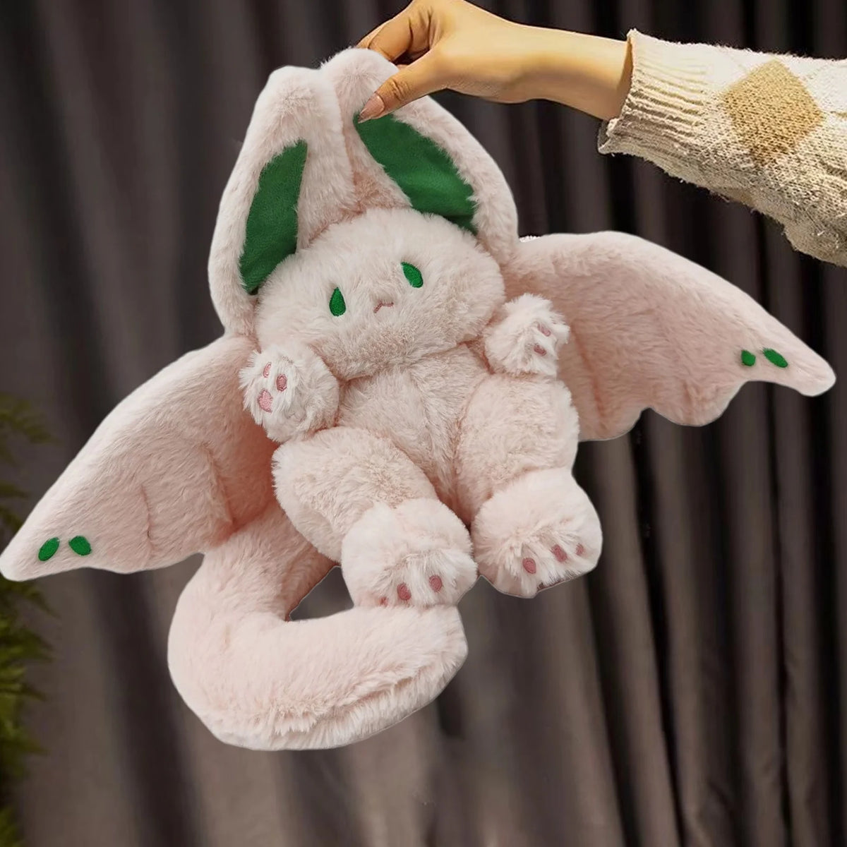 Pink Bat Rabbit Plush Toy with Wings Long Tail Stuffed Animal Pillow Doll K194