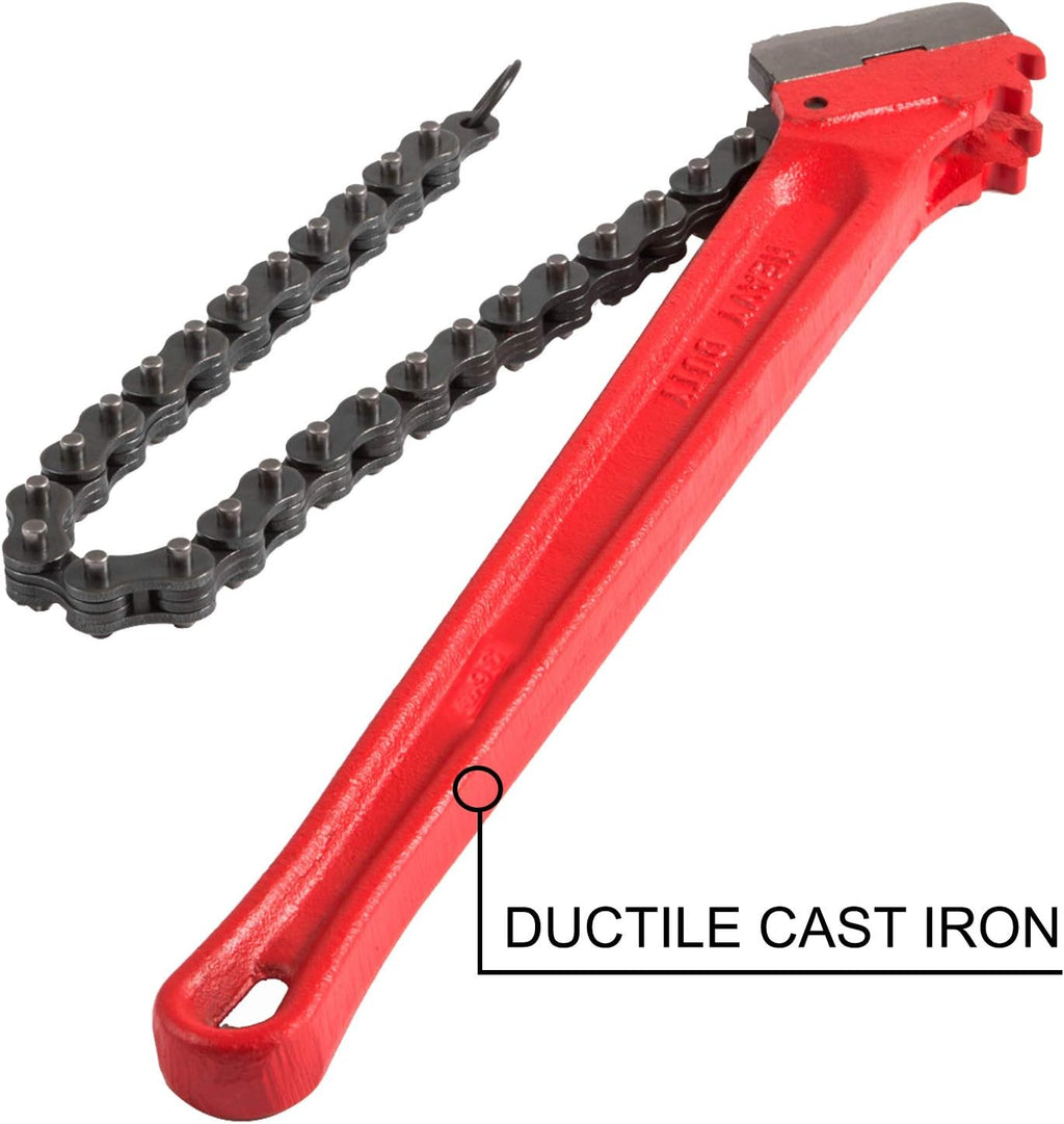 Chain Wrench Pipe 36inch, Heavy Duty Oil Filter Chain Wrench Capacity 4-1/2 to 7-1/2inch, Chain Length 760 mm R8108