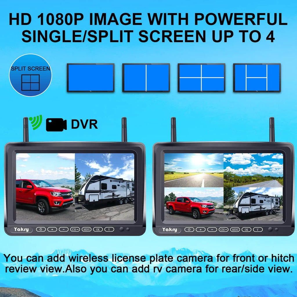 Wireless Backup Camera HD 1080P 7 Inch Monitor with Adapter Infrared Night Vision Y971