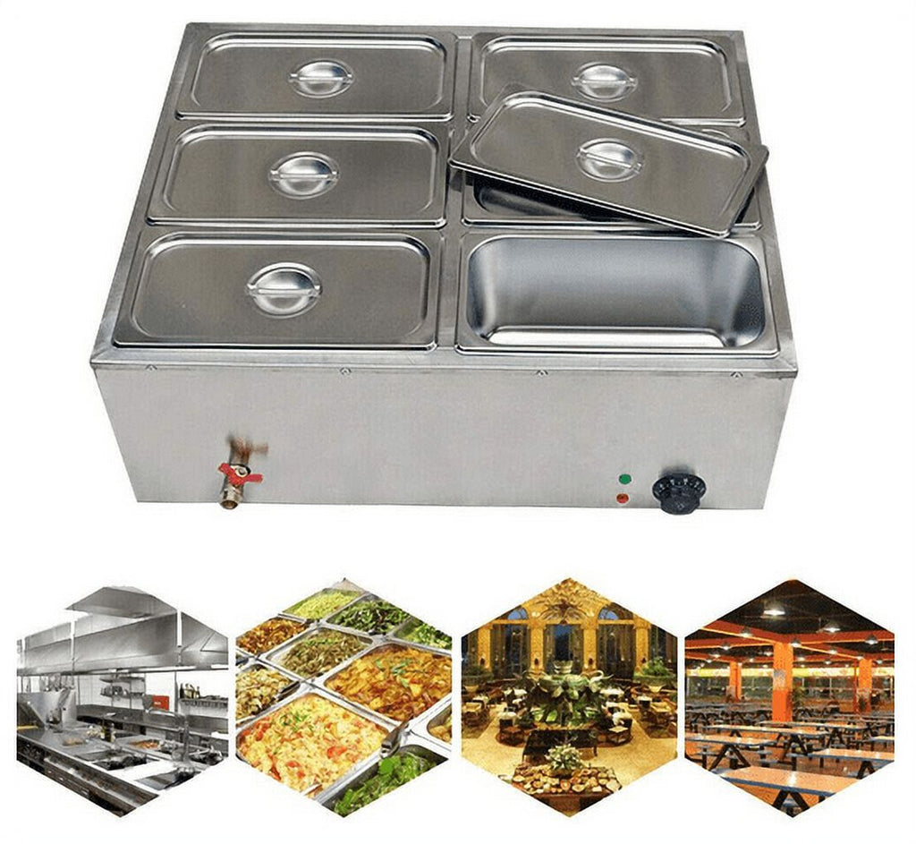 6-Pan with 6 Covers Commercial Food Warmer 7L 850W F6093