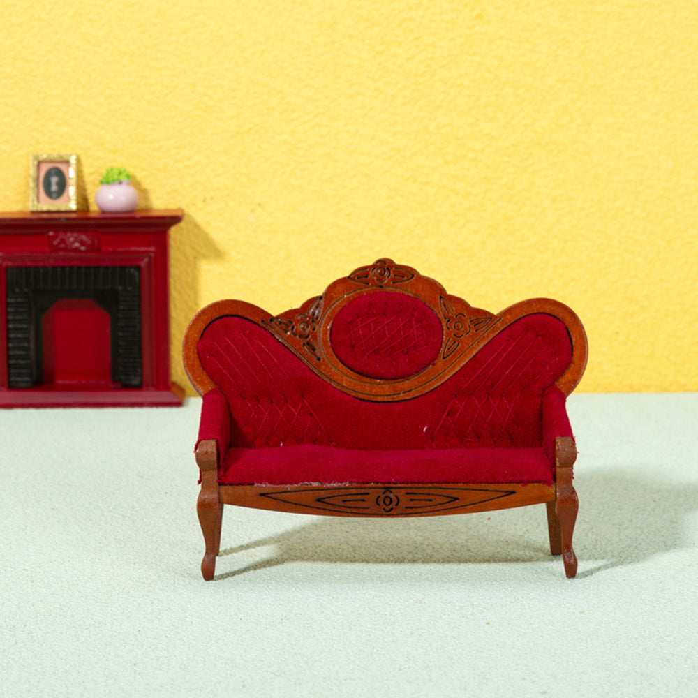 Walnut Wood Dollhouse Mini Sofa Z2245