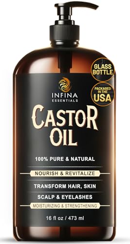 16 fl oz Cold Pressed Castor Oil in Glass Bottle E80067