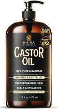 16 fl oz Cold Pressed Castor Oil in Glass Bottle E80067