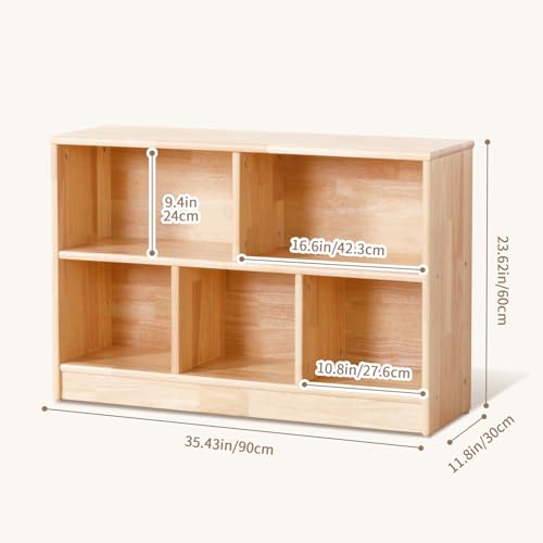 Rubber Wood 3-Compartment 2-Tier Storage Cabinet F82133