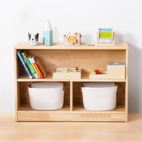Rubber Wood 3-Compartment 2-Tier Storage Cabinet F82133