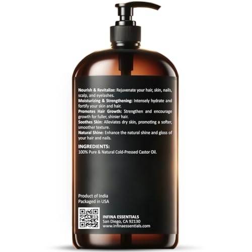16 fl oz Cold Pressed Castor Oil in Glass Bottle E80067