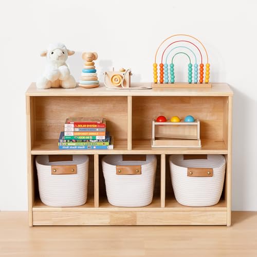 Rubber Wood 3-Compartment 2-Tier Storage Cabinet F82133